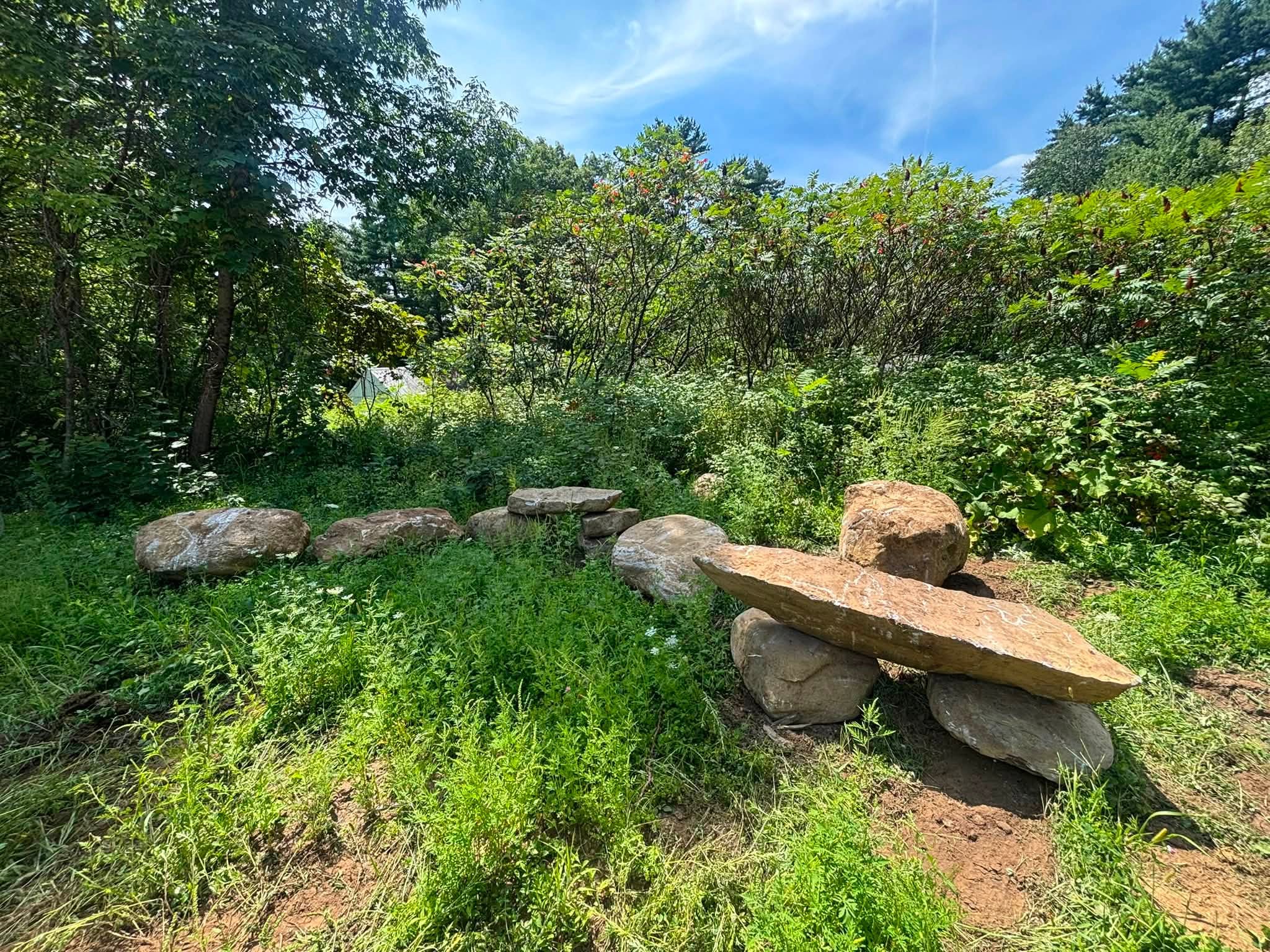Boulders repurposed as natural platforms for customer's goats — Brimfield, MA